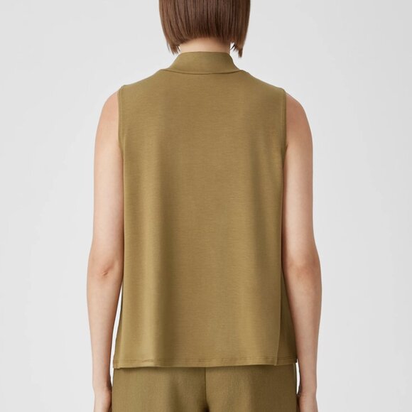 Eileen Fisher Butternut Basic Length Fine Jersey Mock Neck Tank - Picture 3 of 6